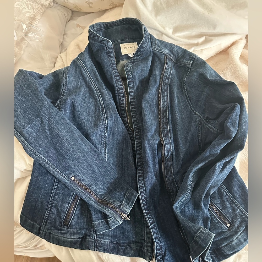 Denim asymmetrical jacket